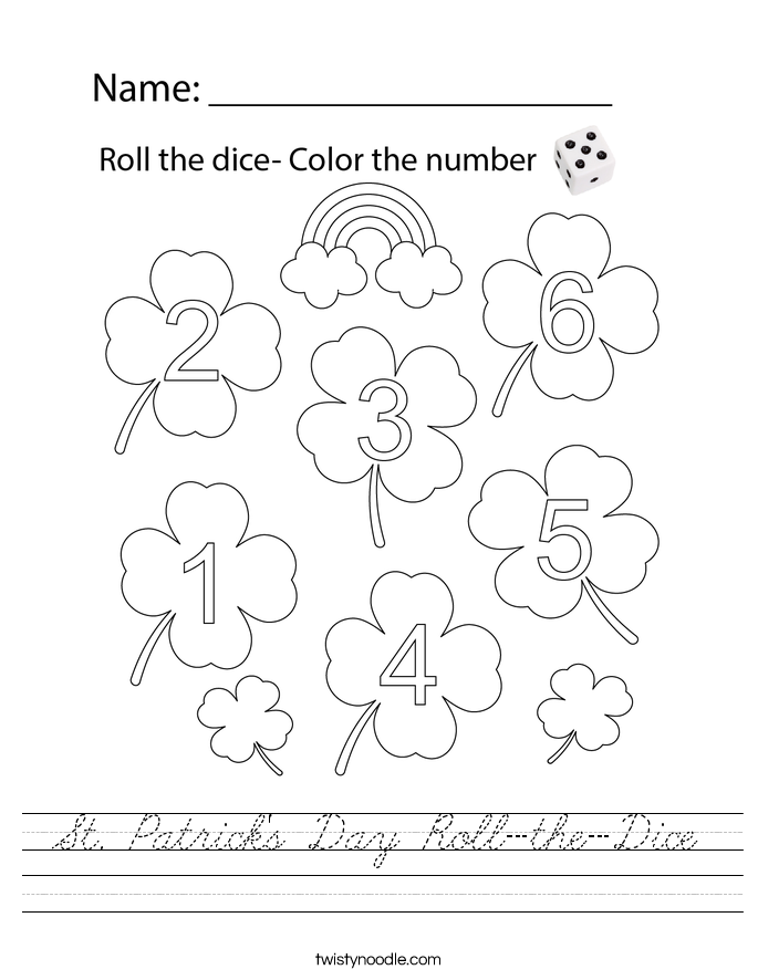 St. Patrick's Day Roll-the-Dice Worksheet