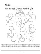 St Patrick's Day Roll-the-Dice Handwriting Sheet