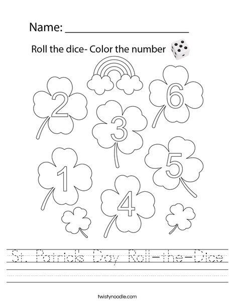 St. Patrick's Day Roll- the- Dice Worksheet
