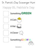 St Patrick's Day Scavenger Hunt Coloring Page
