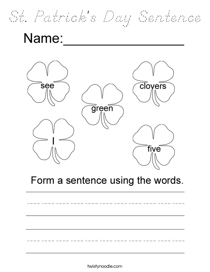 St. Patrick's Day Sentence Coloring Page