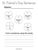 St Patrick's Day Sentence Coloring Page