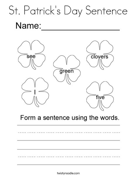 St. Patrick's Day Sentence! Coloring Page