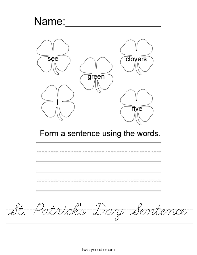 St. Patrick's Day Sentence Worksheet
