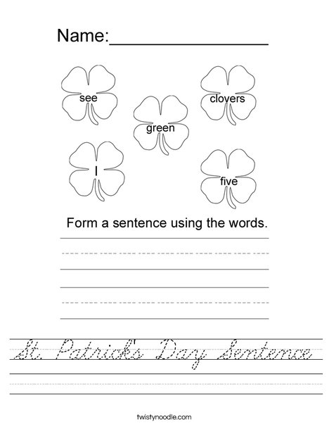 St. Patrick's Day Sentence! Worksheet