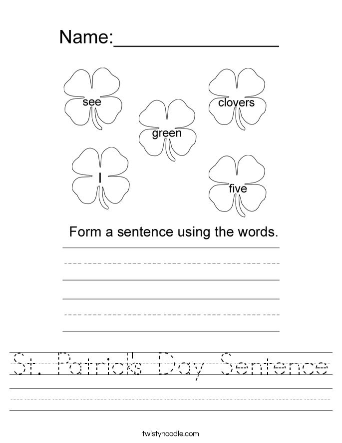 St. Patrick's Day Sentence Worksheet