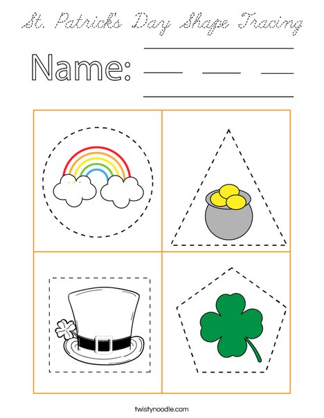 St. Patrick's Day Shape Tracing Coloring Page