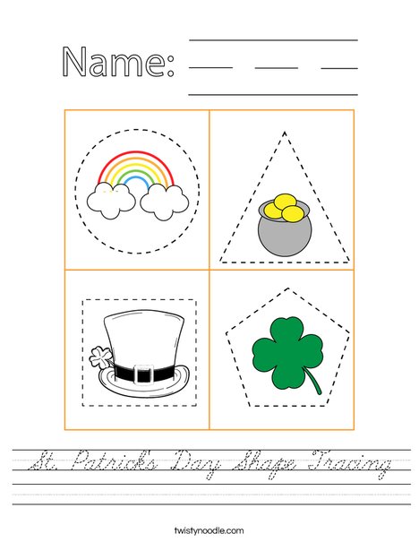 St. Patrick's Day Shape Tracing Worksheet