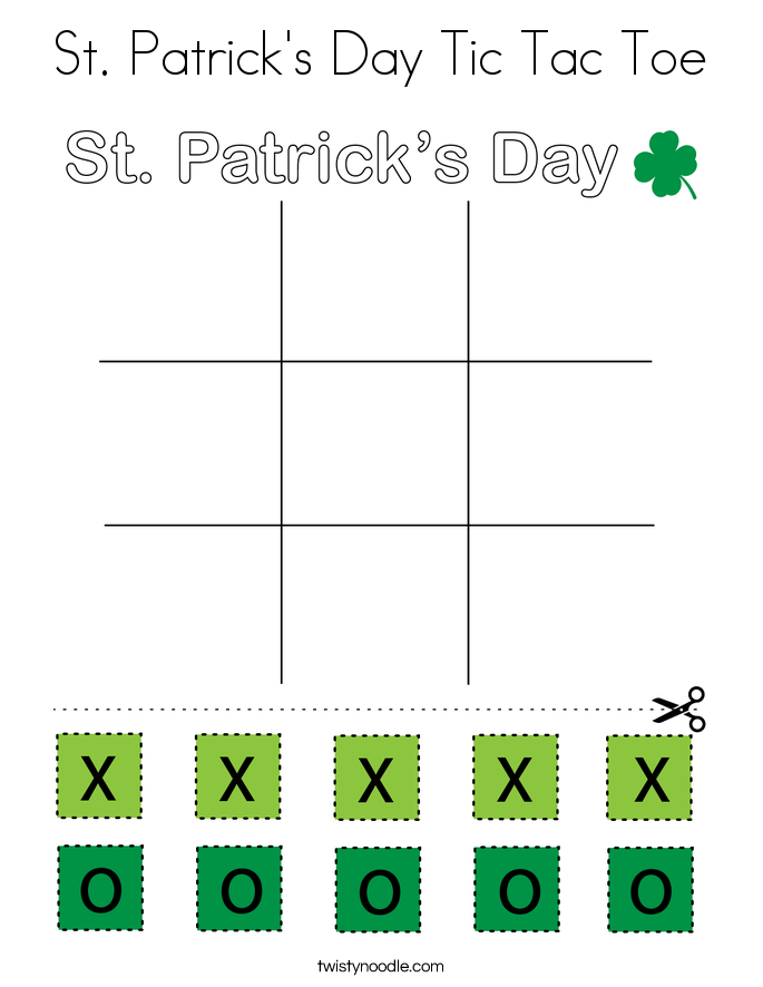 St. Patrick's Day Tic Tac Toe Coloring Page