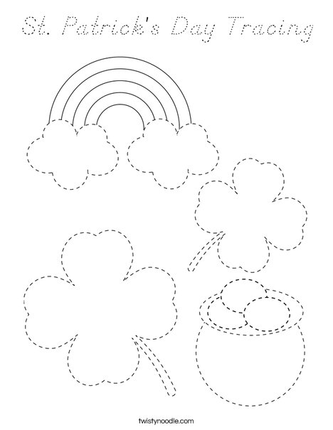 St Patrick's Day Tracing Coloring Page
