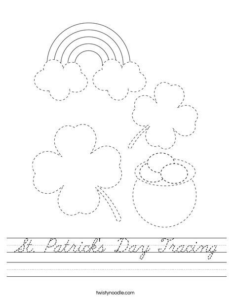 St Patrick's Day Tracing Worksheet