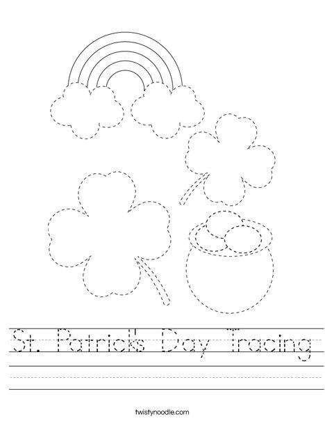 St Patrick's Day Tracing Worksheet