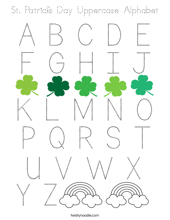 St. Patrick's Day Uppercase Alphabet Coloring Page