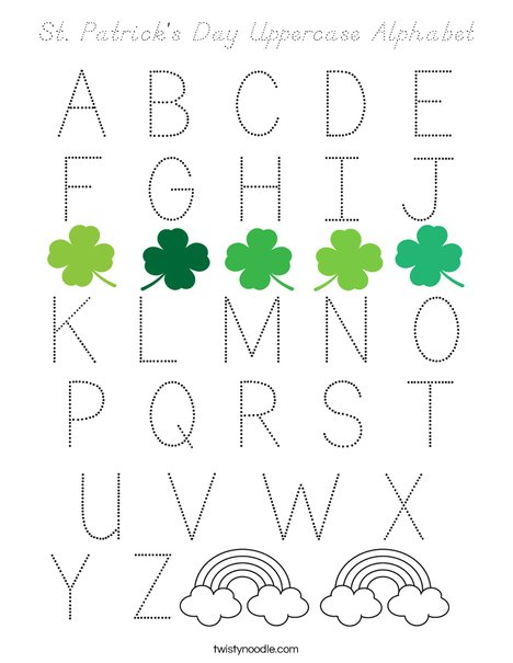 St. Patrick's Day Uppercase Alphabet Coloring Page