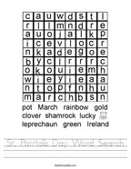 St Patrick's Day Word Search Handwriting Sheet