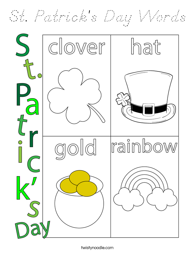 St. Patrick's Day Words Coloring Page