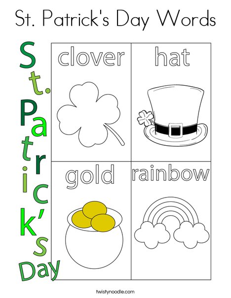 St. Patrick's Day Words Coloring Page