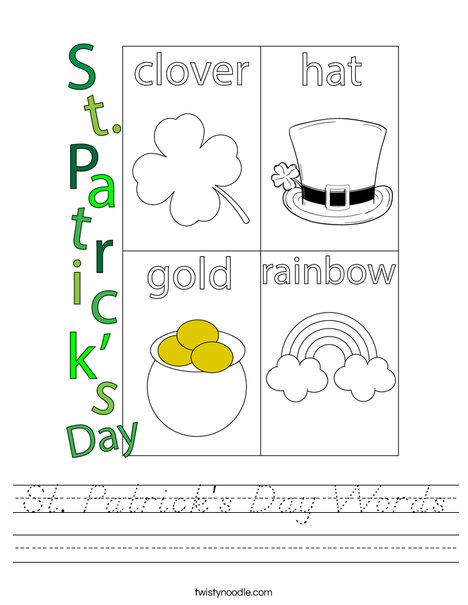 St. Patrick's Day Words Worksheet