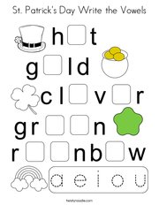 St Patrick's Day Write the Vowels Coloring Page