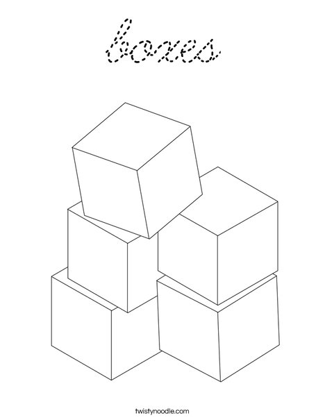 boxes Coloring Page - Cursive - Twisty Noodle