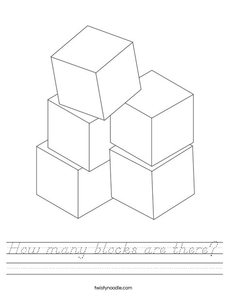 How many blocks are there Worksheet - D'Nealian - Twisty Noodle