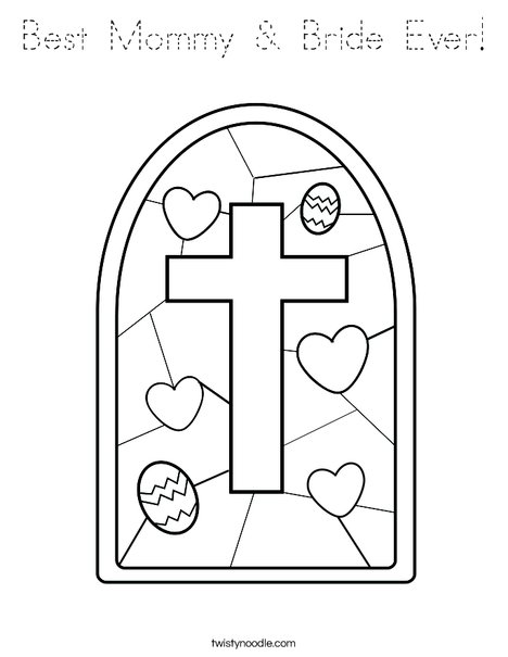 Stained Glass with Cross Coloring Page