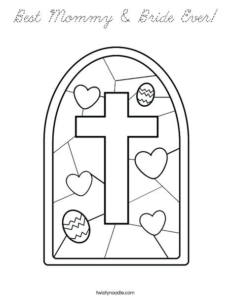 Stained Glass with Cross Coloring Page