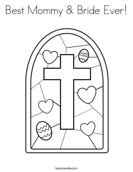 Stained Glass with Cross Coloring Page