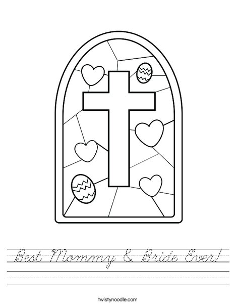 Stained Glass with Cross Worksheet