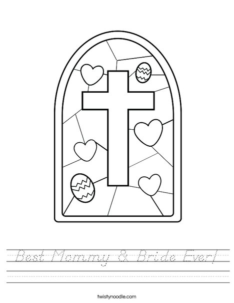 Stained Glass with Cross Worksheet