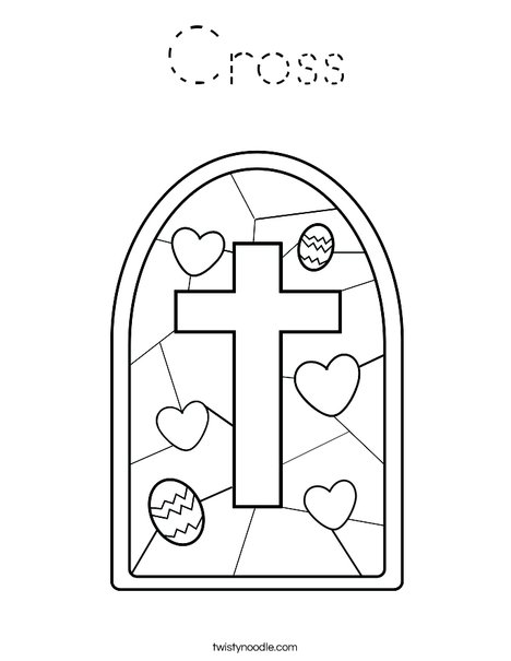 Stained Glass with Cross Coloring Page