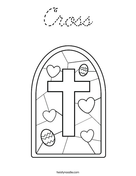 Stained Glass with Cross Coloring Page