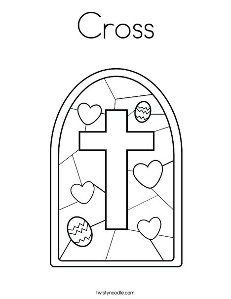 Stained Glass with Cross Coloring Page