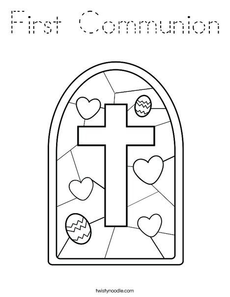 Stained Glass with Cross Coloring Page