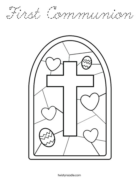 Stained Glass with Cross Coloring Page