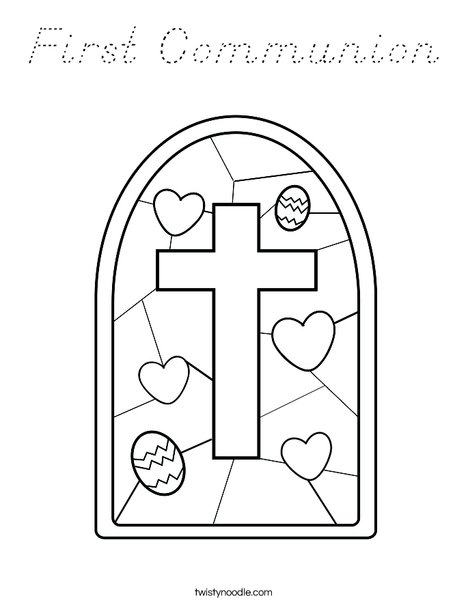 Stained Glass with Cross Coloring Page