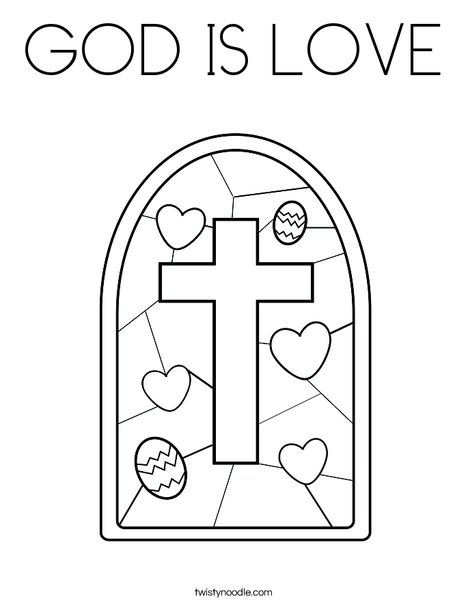 Stained Glass with Cross Coloring Page