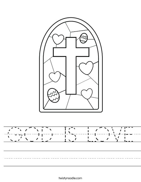 Stained Glass with Cross Worksheet