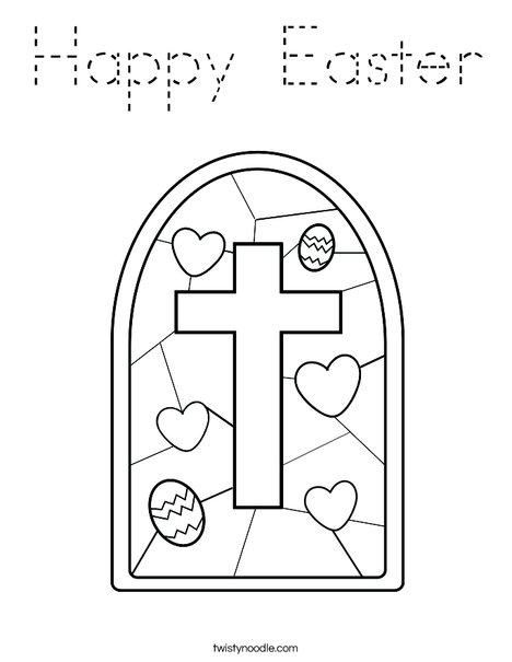 Stained Glass with Cross Coloring Page