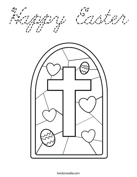 Stained Glass with Cross Coloring Page