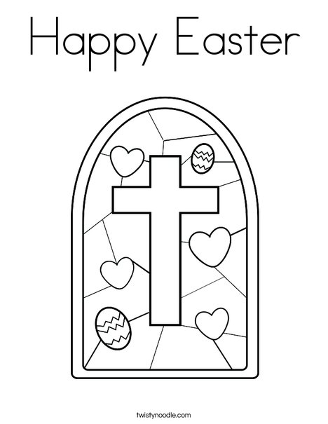 Stained Glass with Cross Coloring Page