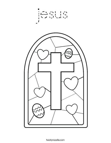 Stained Glass with Cross Coloring Page