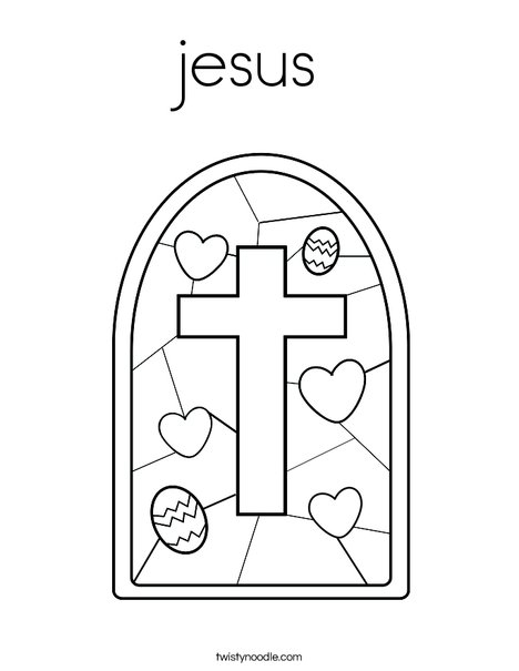 Stained Glass with Cross Coloring Page