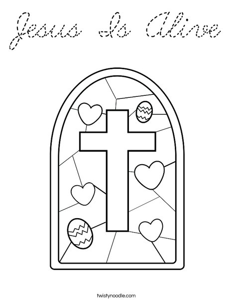 Stained Glass with Cross Coloring Page