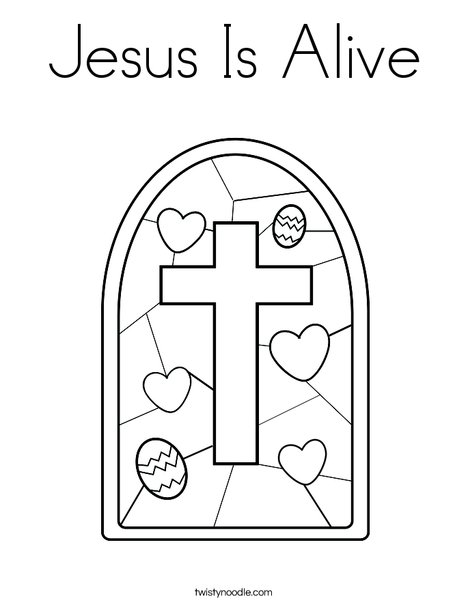 Stained Glass with Cross Coloring Page