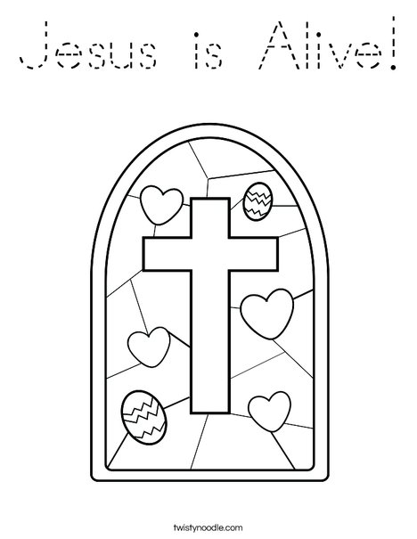 Stained Glass with Cross Coloring Page