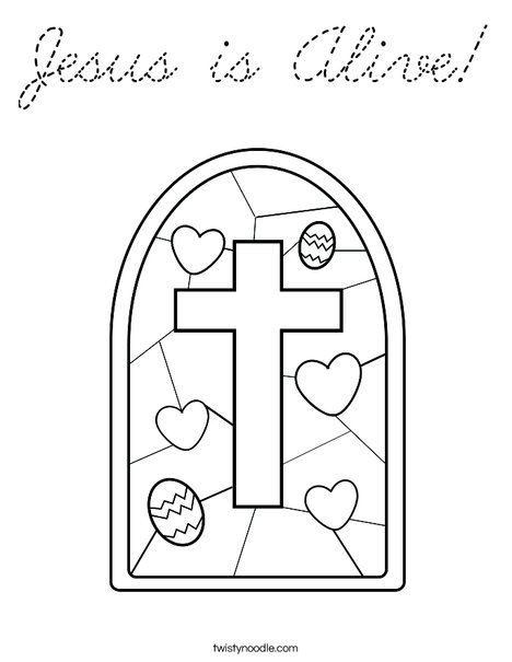 Stained Glass with Cross Coloring Page