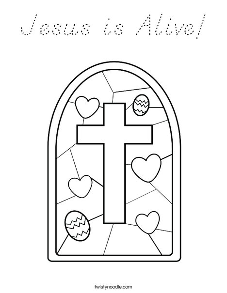 Stained Glass with Cross Coloring Page