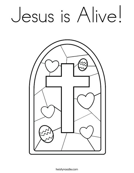 Stained Glass with Cross Coloring Page