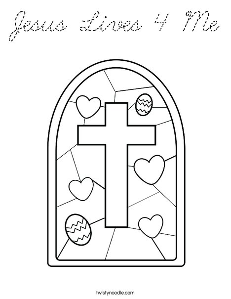 Stained Glass with Cross Coloring Page